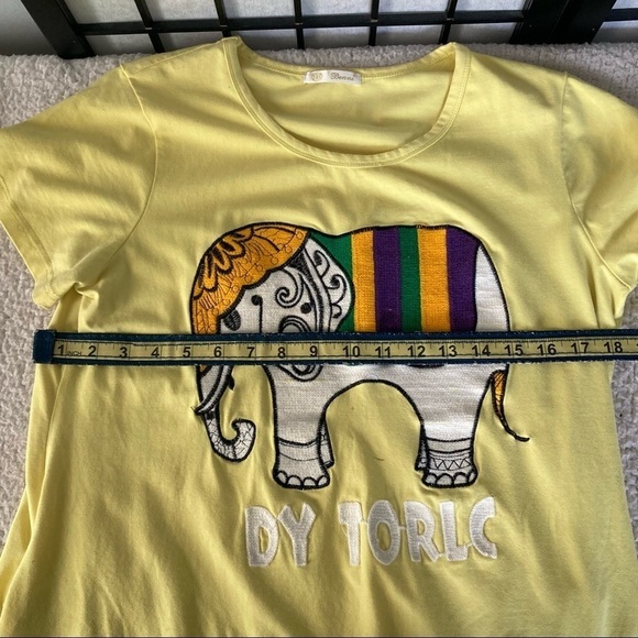Matching Oversized Embroidered Elephant Shirt & Capris Leggings Yellow Large - Picture 8 of 15